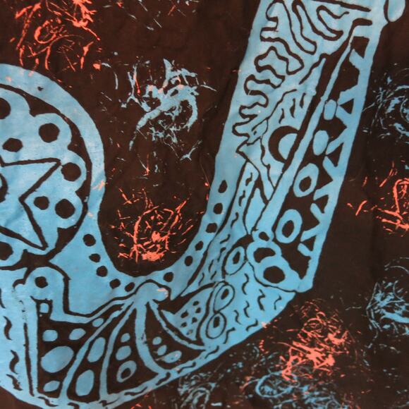 AFRICAN Handmade Dashiki Mens Shirt Saxophone Short Sleeve Black Blue One Size - Picture 10 of 13